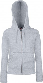 Dames hooded met rits katoen/polyester Fruit-loom