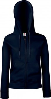 Dames hooded met rits katoen/polyester Fruit-loom