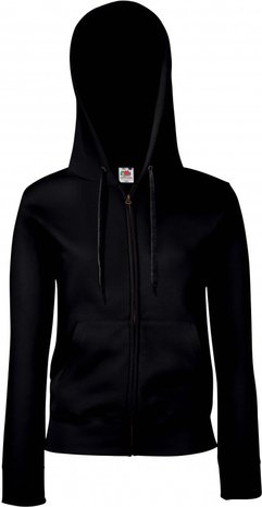 Dames hooded met rits katoen/polyester Fruit-loom