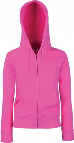 Dames hooded met rits katoen/polyester Fruit-loom